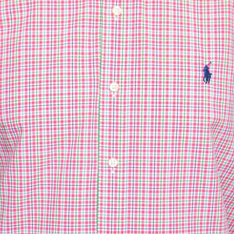 Pre Owned Polo Ralph Lauren Pink Checked Cotton Button Front Shirt XL