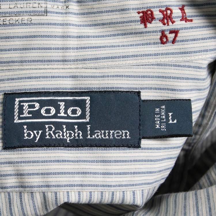 Pre Owned Polo Ralph Lauren Blue Striped Cotton Button Front Shirt L