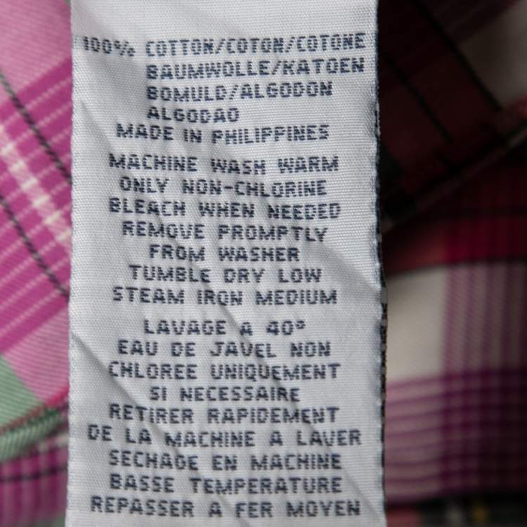 Pre Owned Polo Ralph Lauren Pink Plaid Cotton Button Down Shirt L
