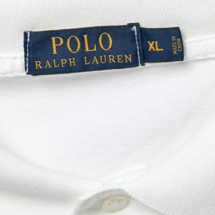 Pre Owned Polo Ralph Lauren White Cotton Pique Short Sleeve Polo T-Shirt XL