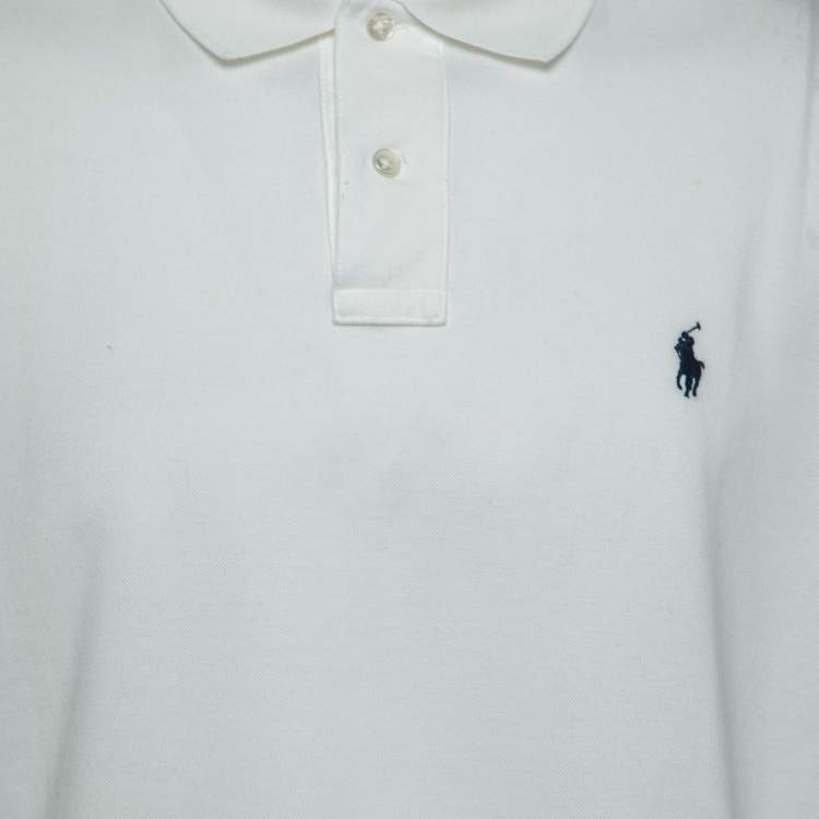 Pre Owned Polo Ralph Lauren White Cotton Pique Short Sleeve Polo T-Shirt XL