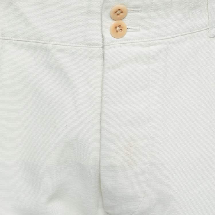 Pre Owned Polo Ralph Lauren Cream Cotton Canvas Trousers Waist 34