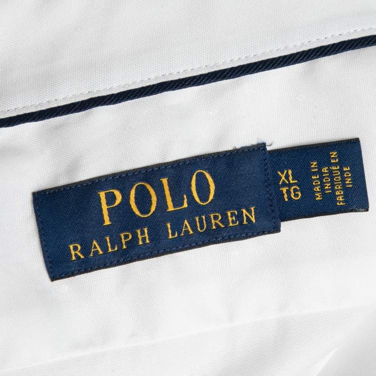 Pre Owned Polo Ralph Lauren White Cotton Button Front Shirt XL