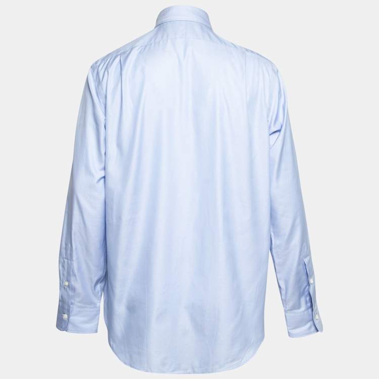 Pre Owned Polo Ralph Lauren Blue Printed Cotton Button Front Shirt L