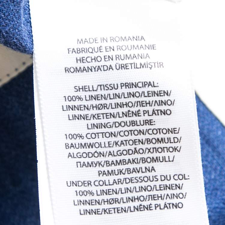 Pre Owned Polo Ralph Lauren Blue Linen Side Slit Button Front Jacket XS