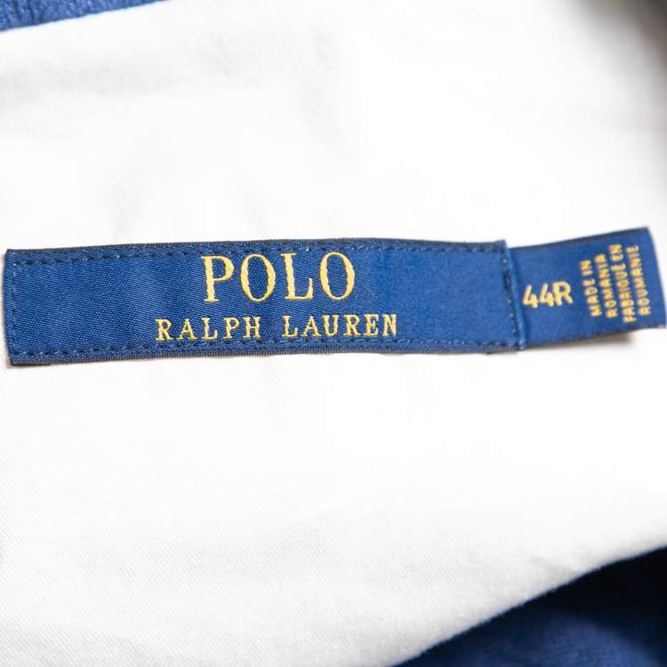 Pre Owned Polo Ralph Lauren Blue Linen Side Slit Button Front Jacket XS