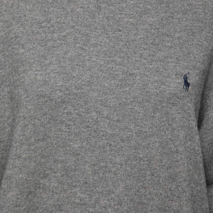 Pre Owned Polo Ralph Lauren Grey Knitwear Crewneck Long Sleeve Sweater M