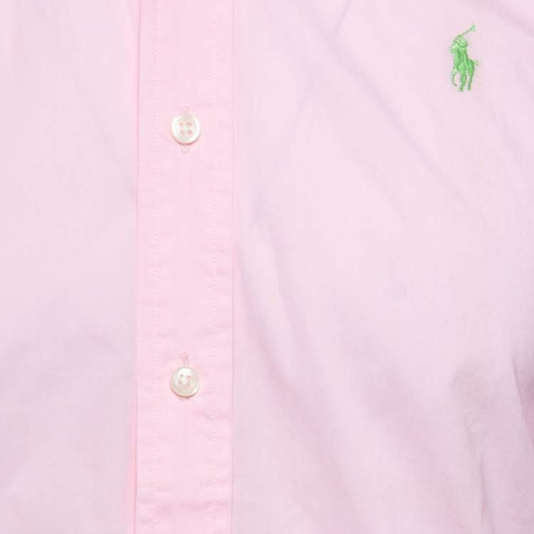 Pre Owned Polo Ralph Lauren Pink Cotton Button Front Shirt S