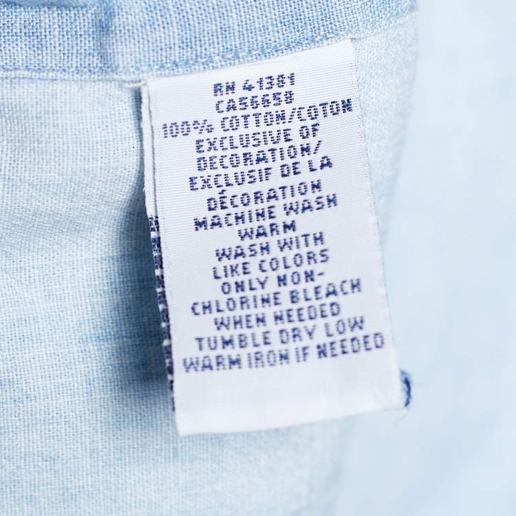 Pre Owned Ralph Lauren Indigo Light Wash Denim Button Front Shirt M