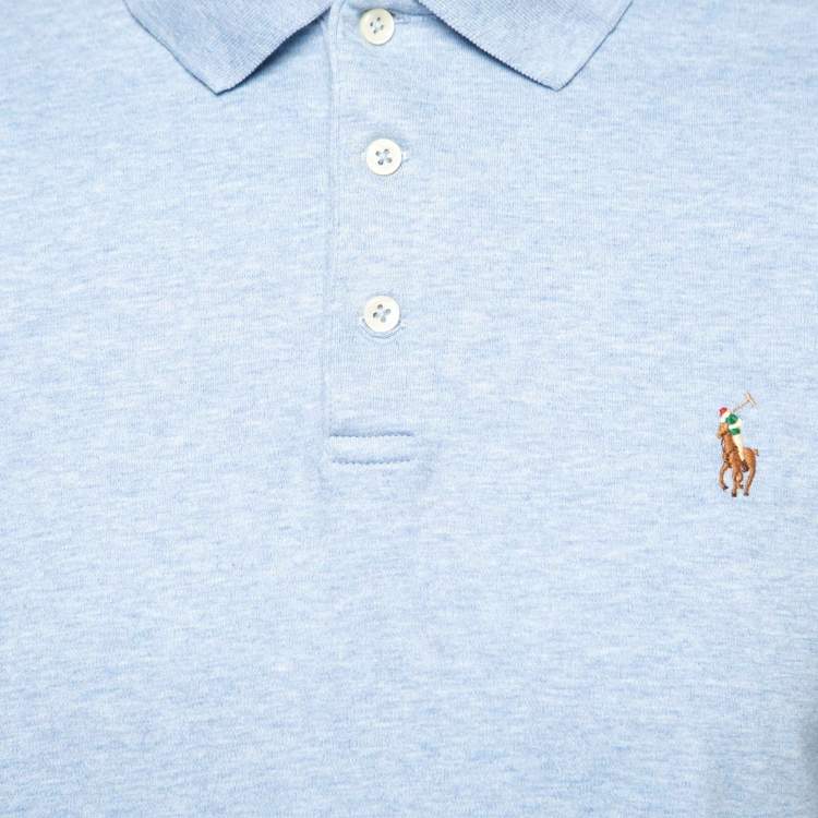 Pre Owned Polo Ralph Lauren Blue Cotton Polo T-Shirt L