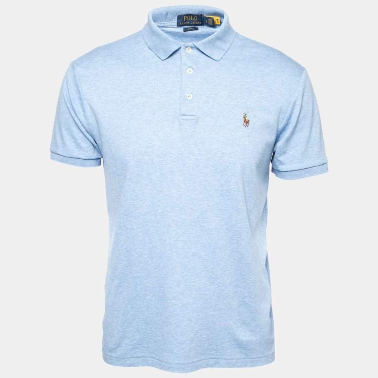Pre Owned Polo Ralph Lauren Blue Cotton Polo T-Shirt L