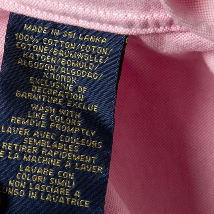Pre Owned Polo Ralph Lauren Pink Cotton Button Front Shirt M