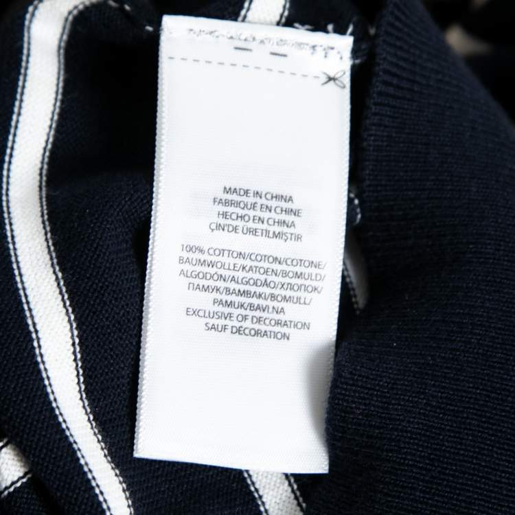 Pre Owned Polo Ralph Lauren Navy Blue Striped Cotton Knit Sweater L
