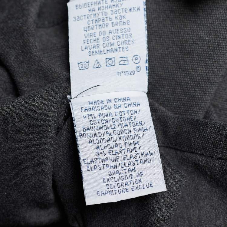 مملوكة مسبقًا Polo Ralph Lauren Grey Cotton Pique Pima Stretch Custom Fit Polo T-Shirt XXL