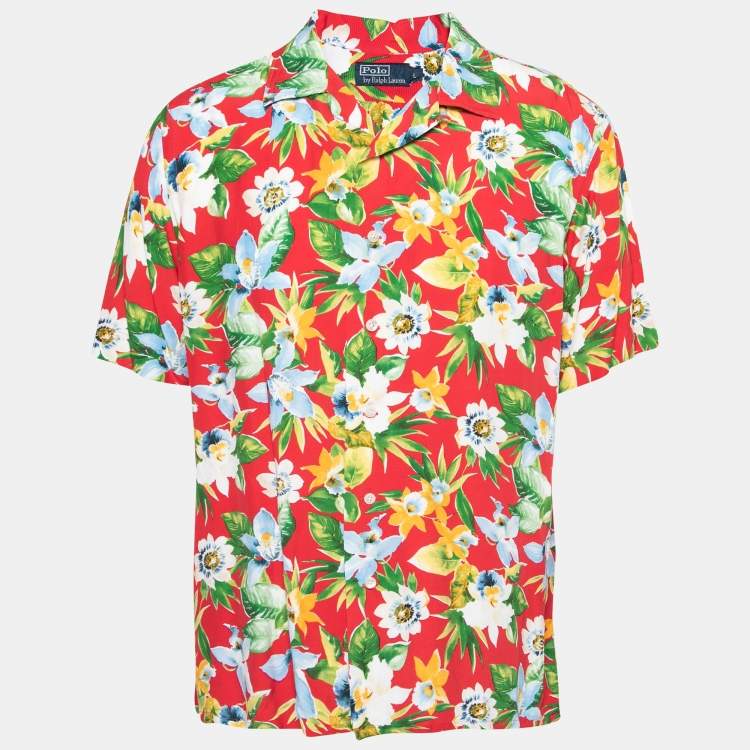 Polo Ralph Lauren Red Floral Printed Crepe Hawaiian Shirt L Polo Ralph  Lauren | The Luxury Closet