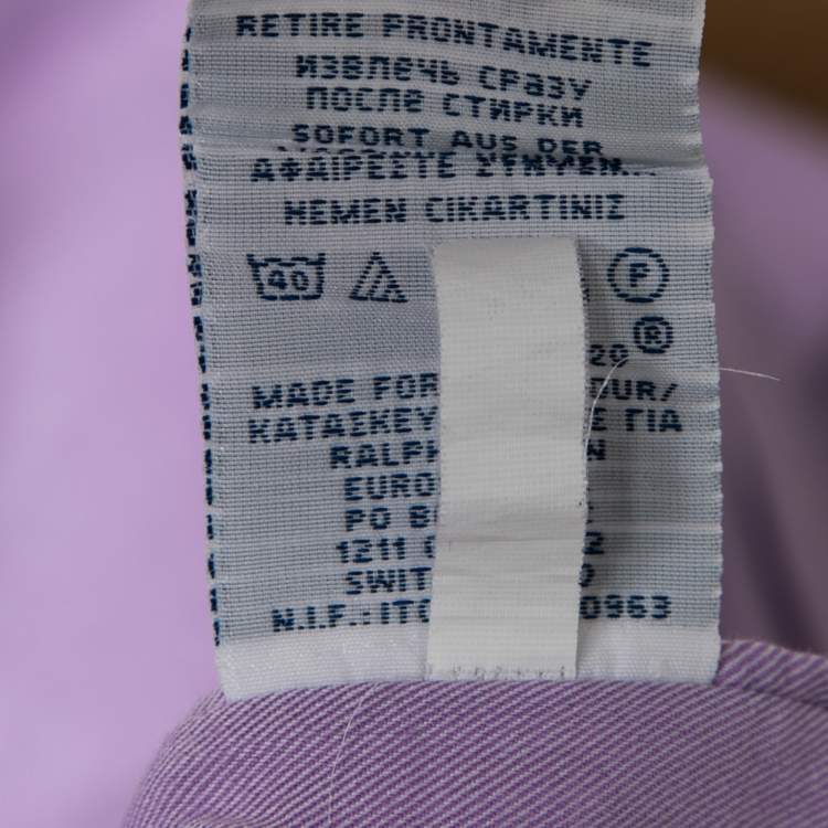 Pre Owned Polo Ralph Lauren Purple Cotton Button Front Shirt M
