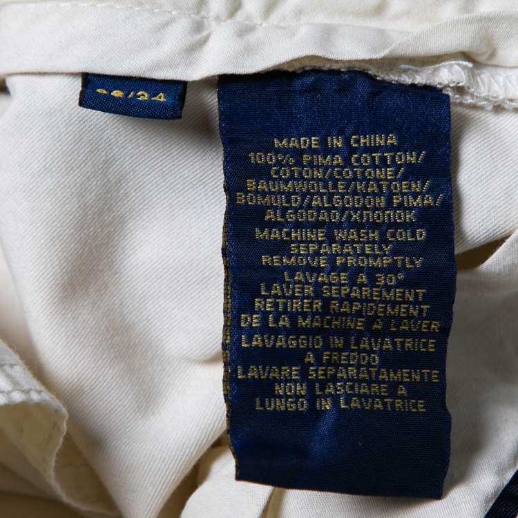 Pre Owned Polo Ralph Lauren Light Beige Cotton Slim Fit Pants XL Waist 37" 