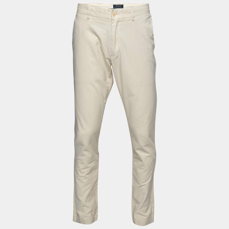 Pre Owned Polo Ralph Lauren Light Beige Cotton Slim Fit Pants XL Waist 37" 