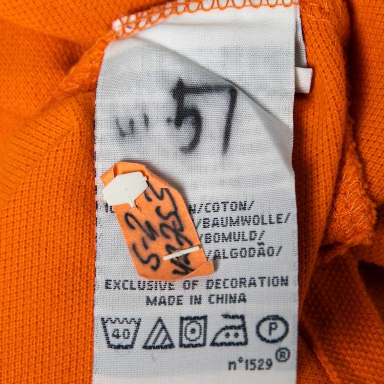Pre Owned Polo Ralph Lauren Orange Cotton Pique Custom Fit Polo T-Shirt M