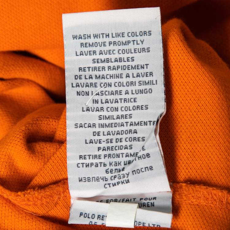 Pre Owned Polo Ralph Lauren Orange Cotton Pique Custom Fit Polo T-Shirt M