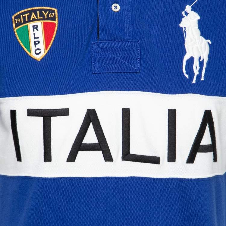 مملوكة مسبقًا Polo Ralph Lauren Blue Cotton Pique Custom Fit Polo T-Shirt M