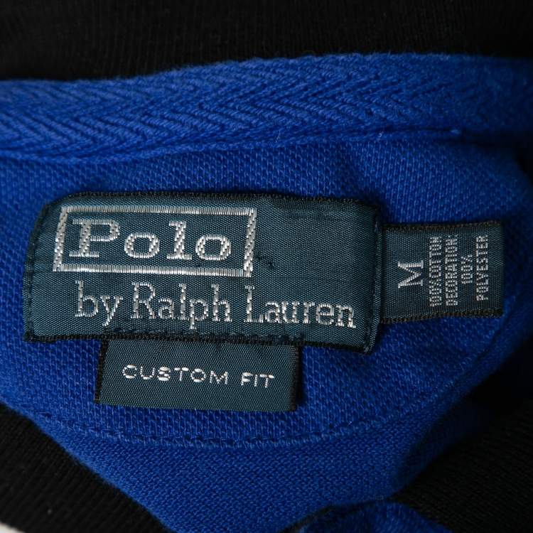 مملوكة مسبقًا Polo Ralph Lauren Blue Cotton Pique Custom Fit Polo T-Shirt M