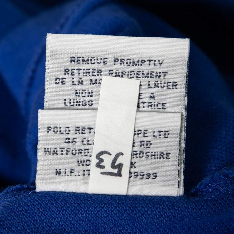 مملوكة مسبقًا Polo Ralph Lauren Blue Cotton Pique Custom Fit Polo T-Shirt M