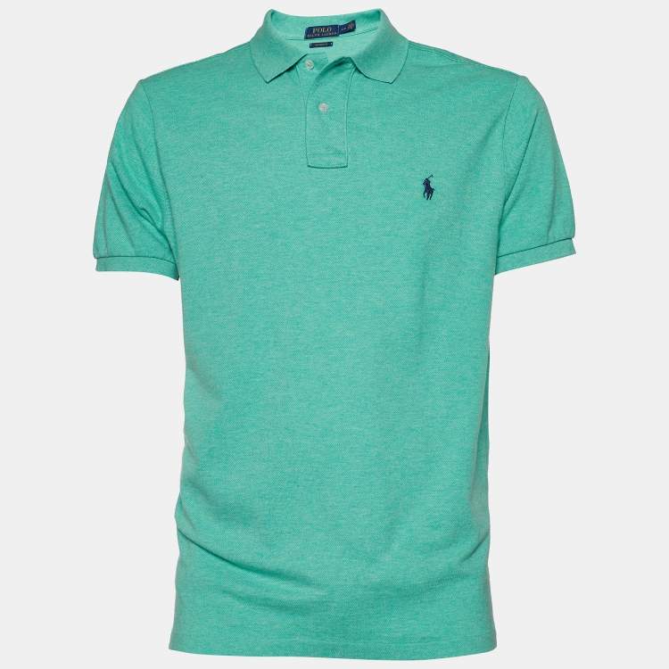Pre Owned Polo Ralph Lauren Green Cotton Pique Custom Fit Polo T-Shirt L
