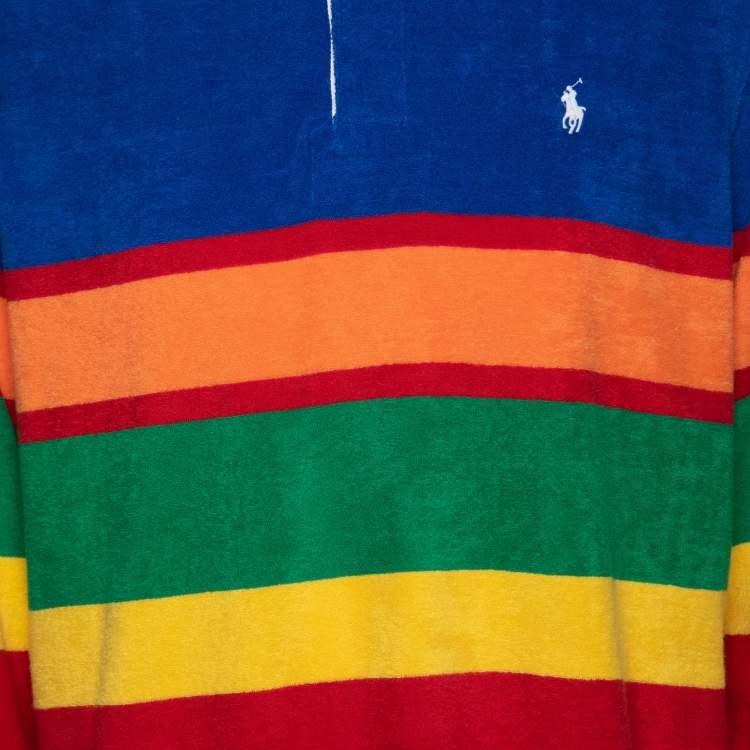مملوكة مسبقًا Polo Ralph Lauren Multicolor Striped Terry Polo Shirt L   