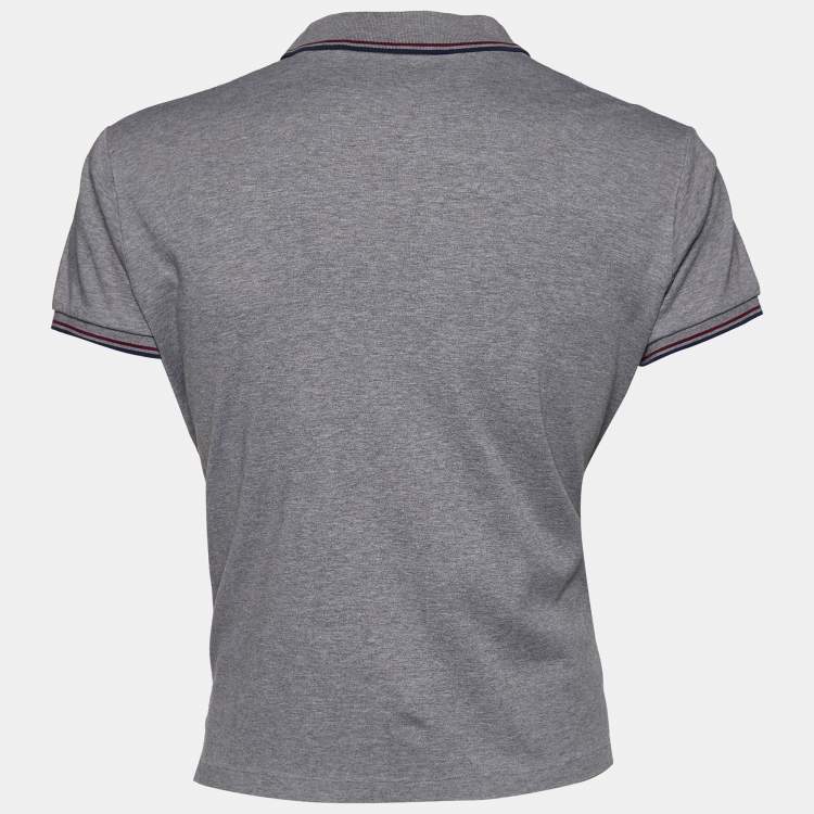 Pre Owned Polo Ralph Lauren Grey Cotton Logo Embroidered Polo T-Shirt M