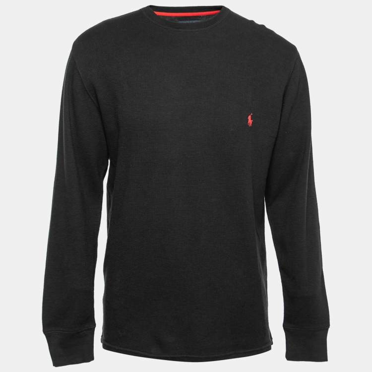 Polo Ralph Lauren Black Cotton Knit Long Sleeve T Shirt M Polo Ralph Lauren TLC