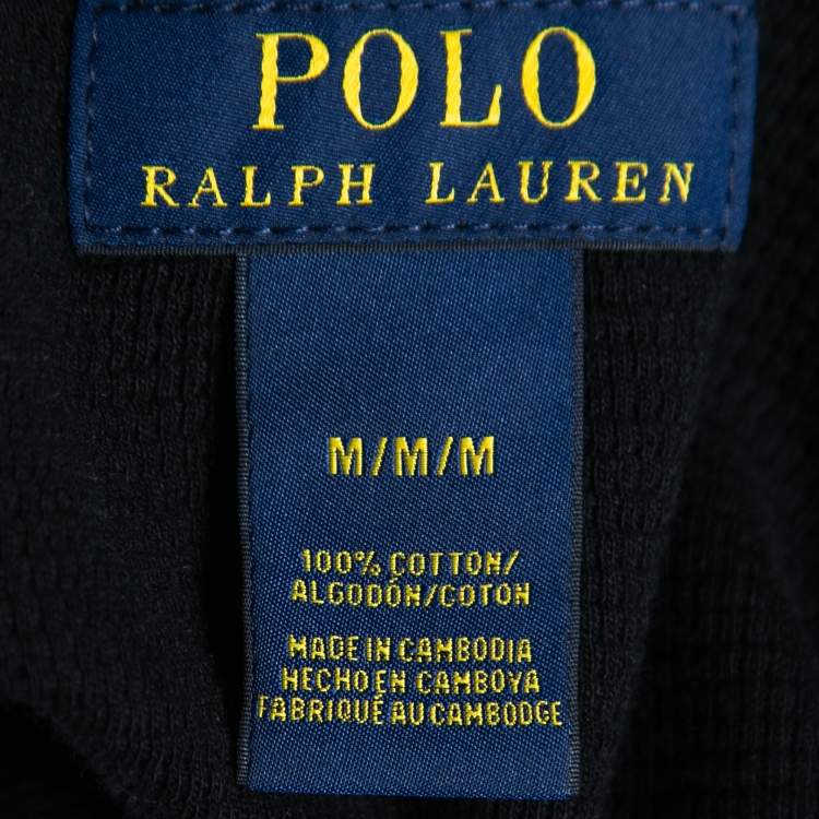 Pre Owned Polo Ralph Lauren Black Cotton Knit Long-Sleeve T-Shirt M  