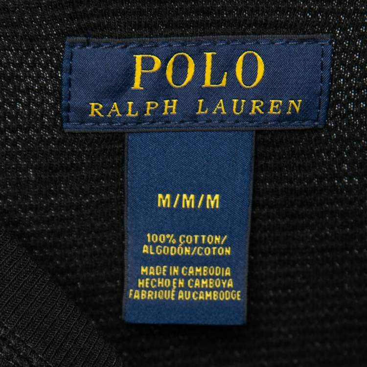 Pre Owned Polo Ralph Lauren Black Cotton Knit Long-Sleeve T-Shirt M  