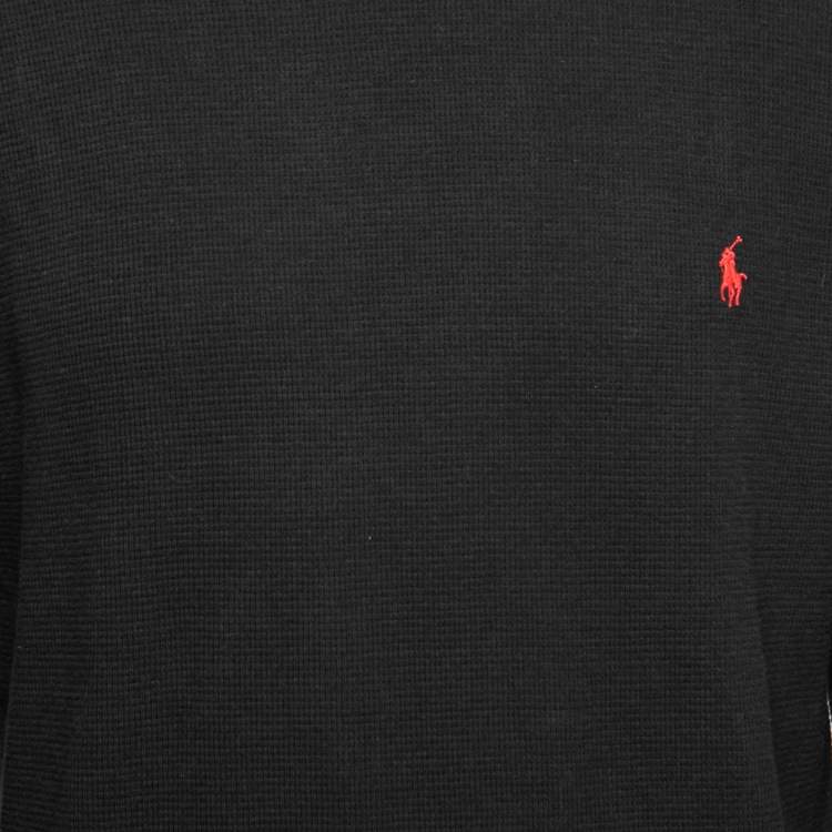 Pre Owned Polo Ralph Lauren Black Cotton Knit Long-Sleeve T-Shirt M  