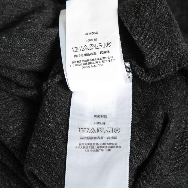 Pre Owned Polo Ralph Lauren Charcoal Grey Cotton Polo T-Shirt L