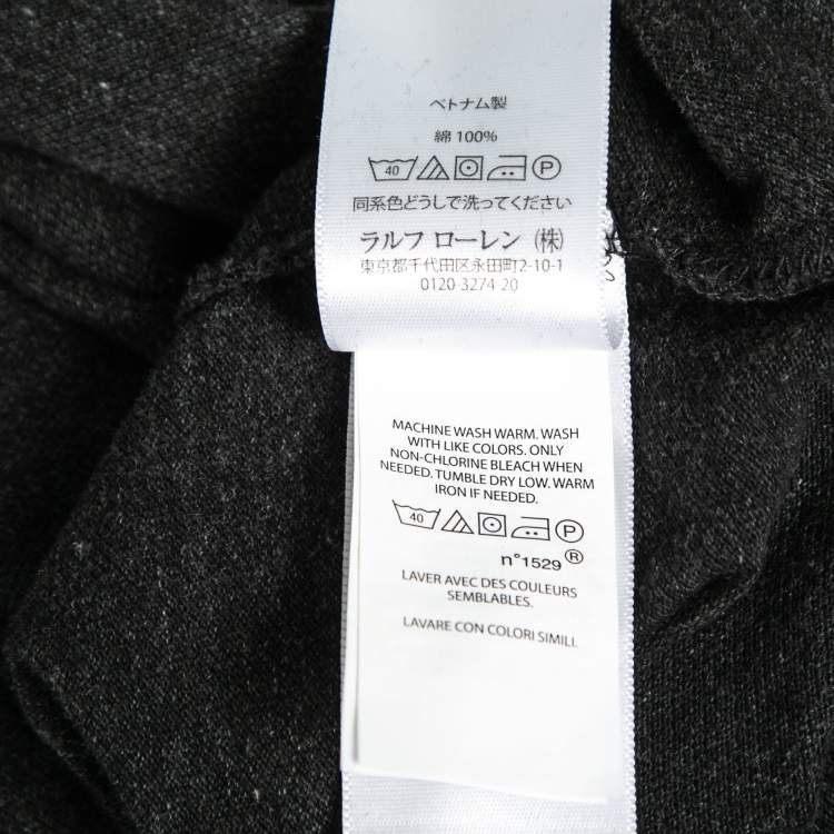 Pre Owned Polo Ralph Lauren Charcoal Grey Cotton Polo T-Shirt L