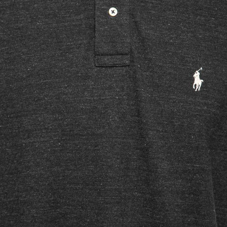 Pre Owned Polo Ralph Lauren Charcoal Grey Cotton Polo T-Shirt L