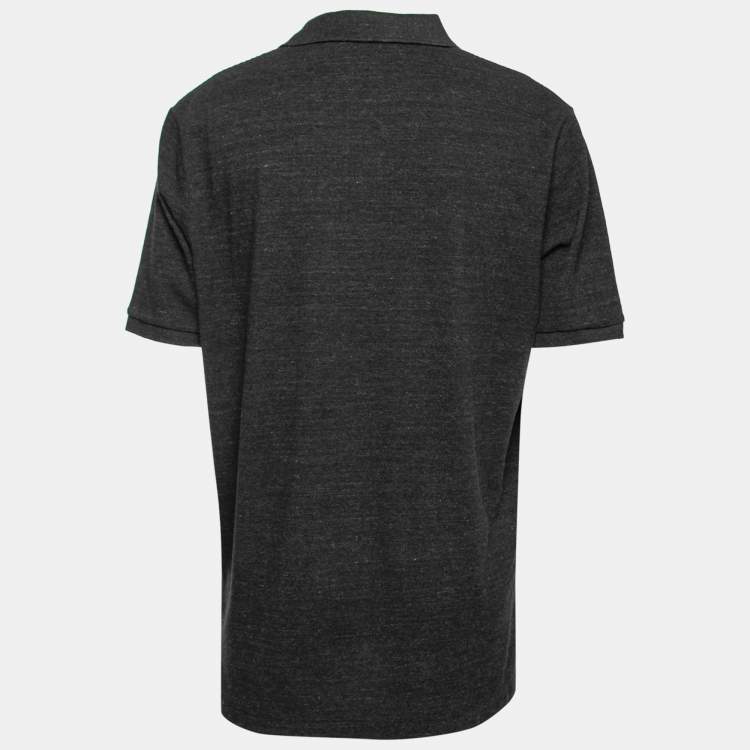 Pre Owned Polo Ralph Lauren Charcoal Grey Cotton Polo T-Shirt L