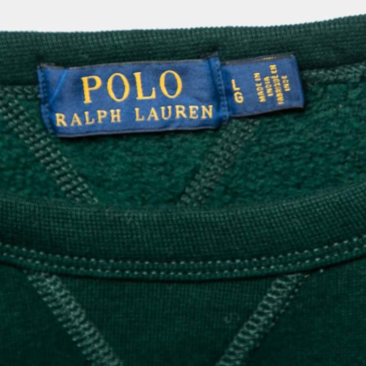 Pre Owned Polo Ralph Lauren Green Cotton Long-Sleeve Sweatshirt L