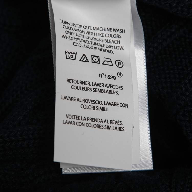 Pre Owned Polo Ralph Lauren Navy Blue Cable Knit V-Neck Sweater L