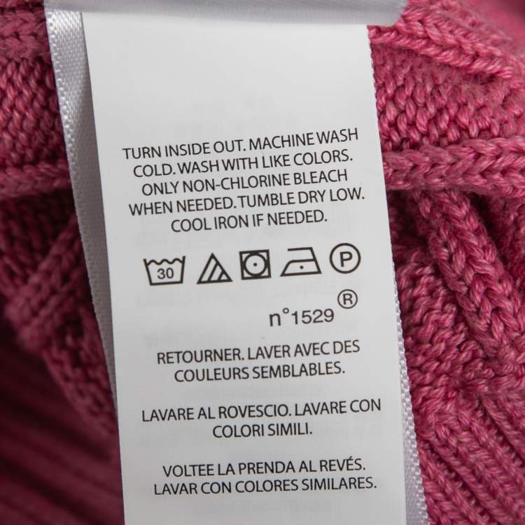 Pre Owned Polo Ralph Lauren Pink Cable Knit V-Neck Sweater L