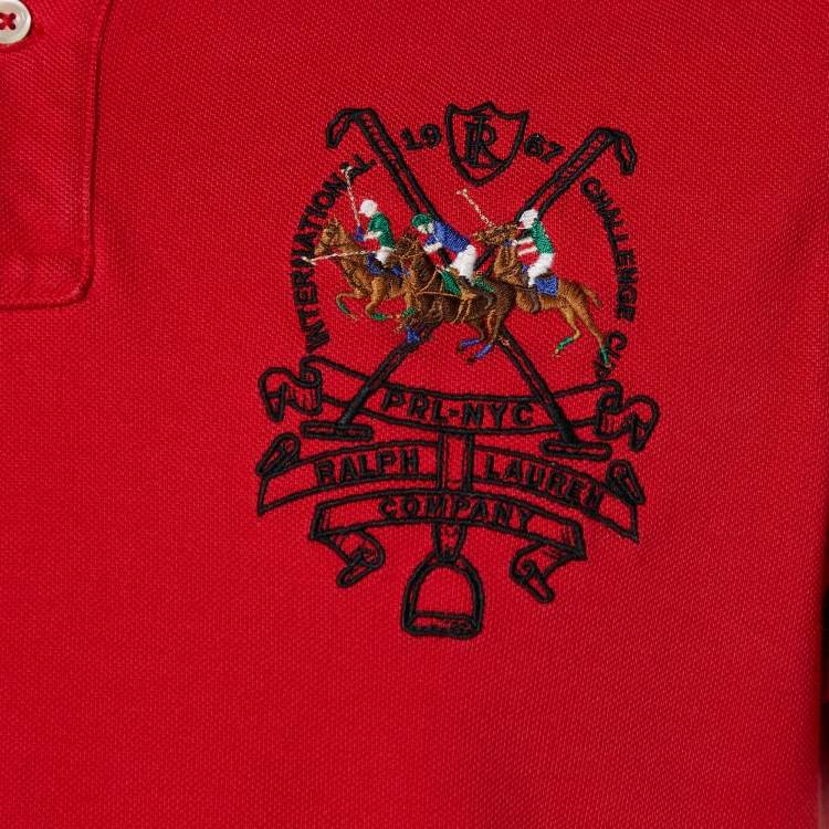 Pre Owned Polo Ralph Lauren Red Cotton Pique Custom Fit Polo T-Shirt M