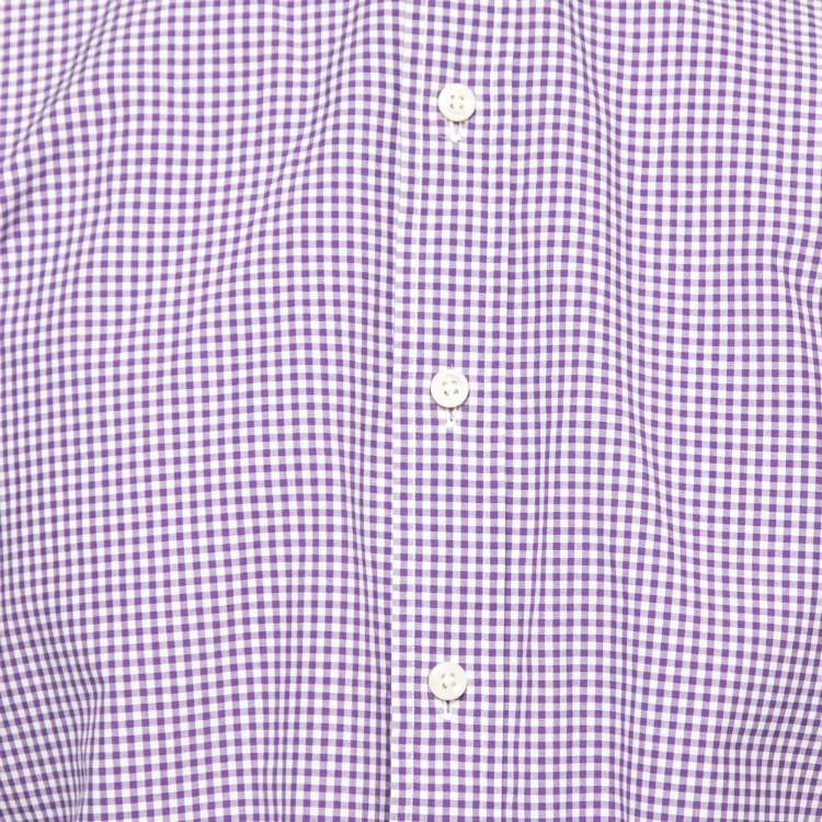 Pre Owned Polo Ralph Lauren Purple Gingham Checked Cotton Long Sleeve Shirt L