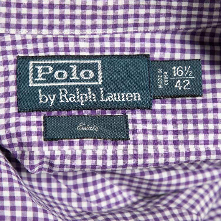 Pre Owned Polo Ralph Lauren Purple Gingham Checked Cotton Long Sleeve Shirt L