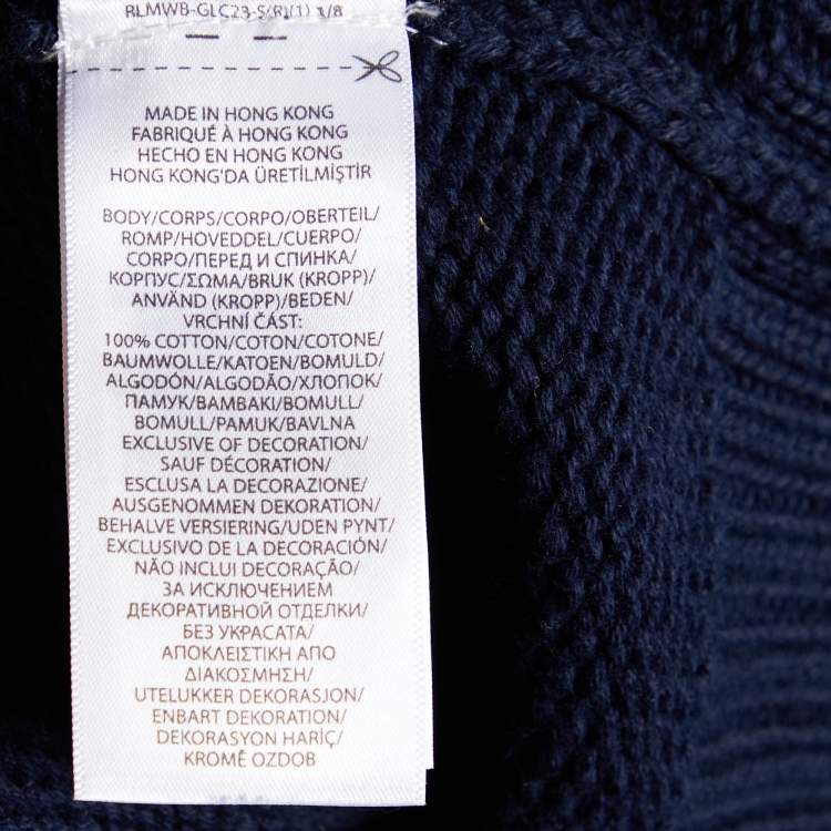 Pre Owned Polo Ralph Lauren Navy Blue Cotton Knit Crewneck Jumper S