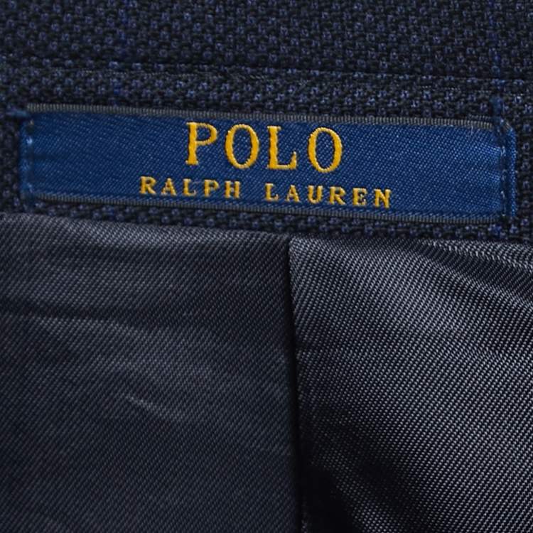 Polo Ralph Lauren Navy Blue Checked Wool Custom Fit Jacket XXL Polo ...