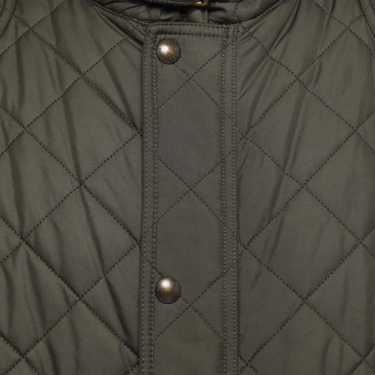 Pre Owned Polo Ralph Lauren Olive Green Synthetic Quilted Jacket 2XL