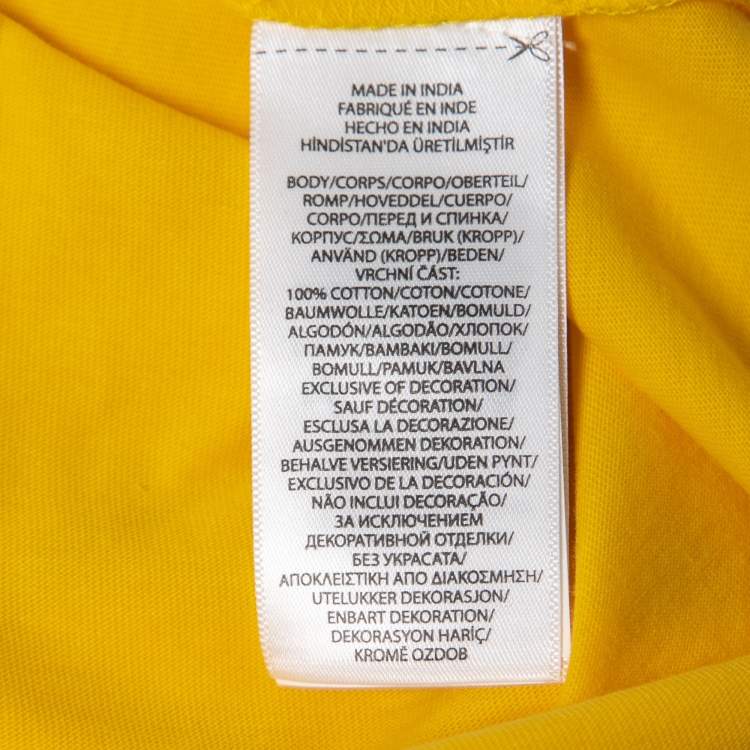 Pre Owned Polo Ralph Lauren Yellow Logo Embroidered Cotton Crew Neck T-Shirt XL