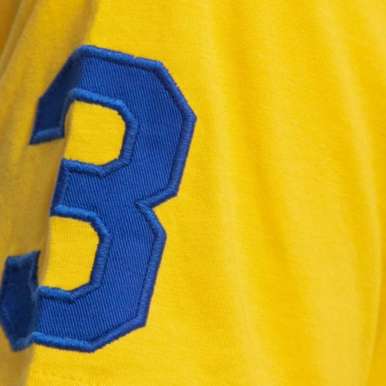 Pre Owned Polo Ralph Lauren Yellow Logo Embroidered Cotton Crew Neck T-Shirt XL