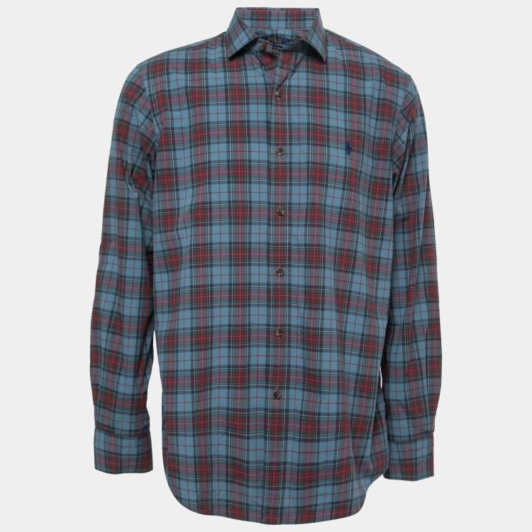 Pre Owned Polo Ralph Lauren Multicolor Checkered Cotton Classic Fit Button Front Shirt L